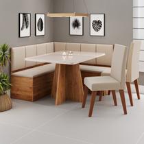 Conjunto Canto Alemão com Baú Mesa 120x77,8cm Tampo com Vidro e 2 Cadeiras Milão Conjunto Canto Alemão com Baú Mesa 120x77,8cm Tampo com Vidro e 2 Cadeiras Milão