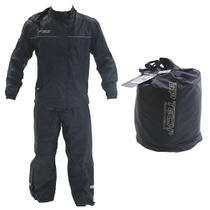 Conjunto Capa Chuva Masculina GP Tech Preto Detalhes Refletivos Malha Interna Anti Odor