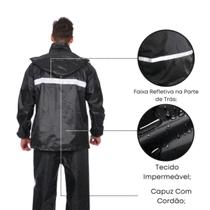 Conjunto Capa Chuva Moto Emborrachada Impermeável Motoboy Refletivo Bolsa Segurança