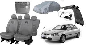 Conjunto capa Civic couro cinza + brinde limpador