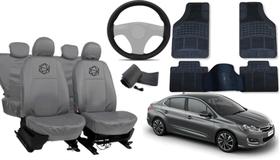 Conjunto capa couro cinza C4 2013 a 2019 + tapete antichoque Conjunto capa couro cinza C4 2013 a 2019 + tapete antichoque