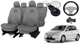 Conjunto capa couro cinza Etios + conforto diário