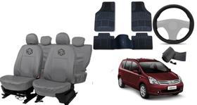 Conjunto capa couro cinza Livina 09-14 + tapete completo