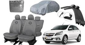 Conjunto capa couro cinza p/ Agile + capa + limpador Conjunto capa couro cinza p/ Agile + capa + limpador