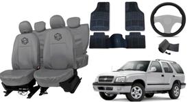 Conjunto capa couro cinza + tapete antidesliz