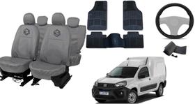 Conjunto capa couro cinza + tapete antideslizante