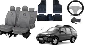 Conjunto capa couro cinza + tapete p/ weekend 06 a 11