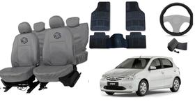 Conjunto capa couro Etios cinza + interior novo