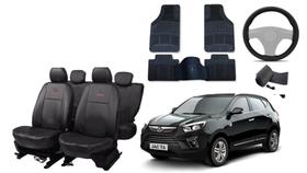 Conjunto capa couro Jac T6 2016-2020 + volante + tapete