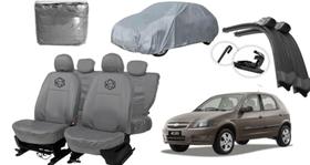 Conjunto capa couro + limpador Celta 08 a 15 cinza
