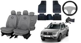 Conjunto capa couro Oroch +tapete +volante premium