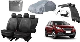 Conjunto capa couro Peugeot 2008 15-21 + capa e limpador