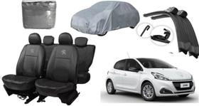 Conjunto capa couro Peugeot 208 13-20 + capa e cobrir + limpador