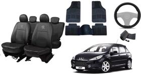 Conjunto capa couro Peugeot 307 02-12 + tapete + capa volante