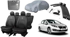 Conjunto capa couro Peugeot 308 13-21 + capa de proteção