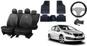 Conjunto capa couro Peugeot 308 13-21 + tapete perfeito