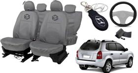 Conjunto capa couro Tucson + volante couro cinza Conjunto capa couro Tucson + volante couro cinza