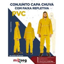 Conjunto Capa de Chuva Amarela com Faixa Refletiva - MixSeg