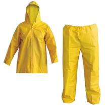 Conjunto Capa de Chuva e Calça em PVC Forrado Amarelo EVALD