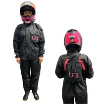 Conjunto capa de chuva impermeável feminina lfx defender pvc