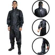 Conjunto Capa de Chuva Masculina Pvc Pioneira - Tamanho GG - Pop - Preto