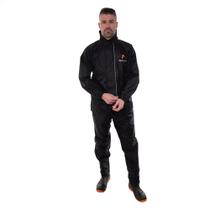 Conjunto Capa de Chuva Masculino Tamanho G Capuz Preto Impermeável Motoqueiro Nylon 0,20mm Pioneira - 1101-M-PRE-G