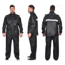 Conjunto Capa De Chuva Motoqueiro Com Faixa Luminosa E Capuz