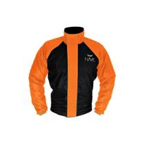 Conjunto Capa de Chuva Nave Bicolor em Nylon Impermeável - Preto/Laranja