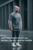 Conjunto Capa de Chuva Transparente Impermeável Reutilizável com Calça, Blusa com Capuz e Bota com Elástico Conjunto Capa de Chuva Transparente Impermeável Reutilizável com Calça, Blusa com Capuz e Bota com Elástico