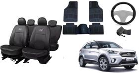 Conjunto Capa de Couro + Capa de Volante + Tapete Personalizado para Creta
