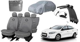 Conjunto capa Fluence couro cinza + limpeza vidro