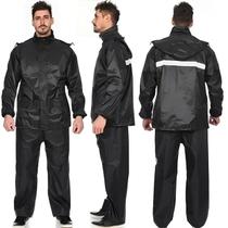 Conjunto Capa Motoqueiro Com Capuz Elástico Faixa Refletiva Unissex Tam M