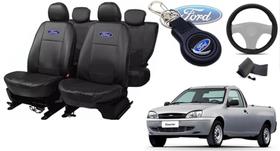 Conjunto Capas Couro Ford Courier 2000-2013 + Volante e Chaveiro - Proteção Total