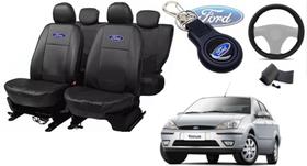 Conjunto Capas Couro Ford Focus 2000-2010 + Volante e Chaveiro - Elegância Exclusiva - Ferro Tech