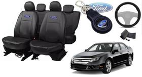 Conjunto Capas Couro Ford Fusion 2004-2011 + Volante e Chaveiro - Elegância Protegida