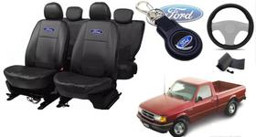 Conjunto Capas Couro Ford Ranger 1994-1999 + Volante e Chaveiro - Luxo Exclusivo