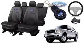 Conjunto Capas Couro Ford Ranger 2006-2013 + Volante e Chaveiro - Luxo Moderno