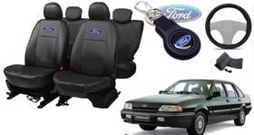 Conjunto Capas Couro Ford Verona 1991 + Volante e Chaveiro - Luxo Exclusivo