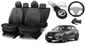 Conjunto Capas de Couro Nissan Kicks 2020 + Capa de Volante + Chaveiro Nissan