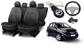 Conjunto Capas de Couro Nissan March 2016 a 2017 + Capa de Volante + Chaveiro Nissan Conjunto Capas de Couro Nissan March 2016 a 2017 + Capa de Volante + Chaveiro Nissan