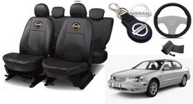 Conjunto Capas de Couro Nissan Maxima 1991 a 1992 + Capa de Volante + Chaveiro Nissan