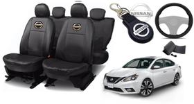 Conjunto Capas de Couro Nissan Sentra 2022 + Capa de Volante + Chaveiro Nissan