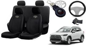 Conjunto Capas de Couro Toyota Corolla Cross 2021 + Capa de Volante + Chaveiro Toyota