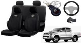 Conjunto Capas de Couro Toyota Hilux 2004 + Capa de Volante + Chaveiro Toyota