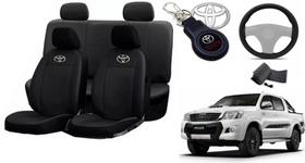 Conjunto Capas de Couro Toyota Hilux 2017 + Capa de Volante + Chaveiro Toyota