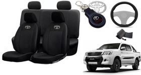 Conjunto Capas de Couro Toyota Hilux 2018 + Capa de Volante + Chaveiro Toyota