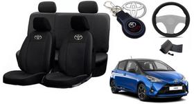 Conjunto Capas de Couro Toyota Yaris 2005 + Capa de Volante + Chaveiro Toyota