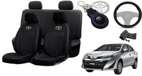 Conjunto Capas de Couro Toyota Yaris 2019 + Capa de Volante + Chaveiro Toyota