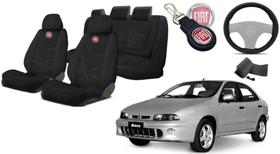 Conjunto Capas Tecido Bancos Fiat Brava 2000-2003 + Capa de Volante e Chaveiro - Design Moderno