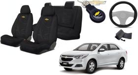 Conjunto Capas Tecido Elegantes Cobalt 2016+2020 + Volante + Chaveiro GM